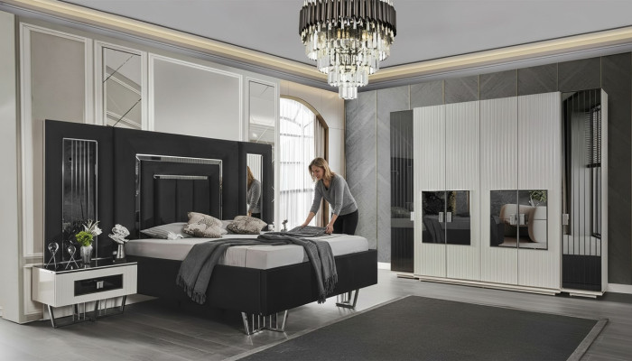 Slaapkamer kast meubels metaal luxe bedden elegant bed metalen bedframe