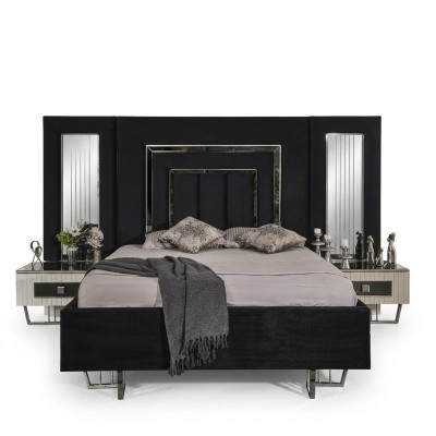 Slaapkamer bed 2x nachtkastjes luxe beddengoed set compleet design meubels 3-delig