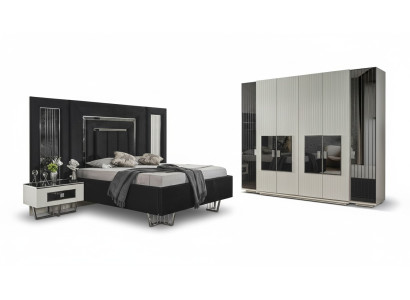 Slaapkamer set 2x nachtkastjes kledingkast compleet kamer bed meubels 4-delig