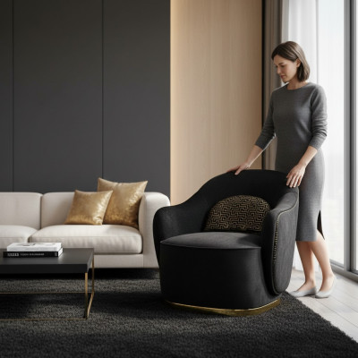 Fauteuil Club lounge Designer leunstoel bank 1-zits tv-stof bekleding nieuw