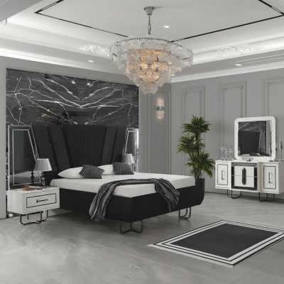 Slaapkamer bed met 2 nachtkastjes tweepersoonsbed meubels gestoffeerde bedden 3-delige set