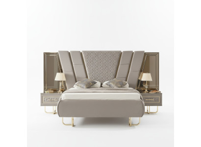 Luxe slaapkamer nachtkastje bedden bed 3-delige complete set design inrichting