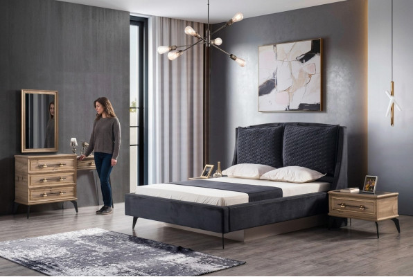 Slaapkamerset 4-delig modern luxebed 2 nachtkastjes commode inbegrepen