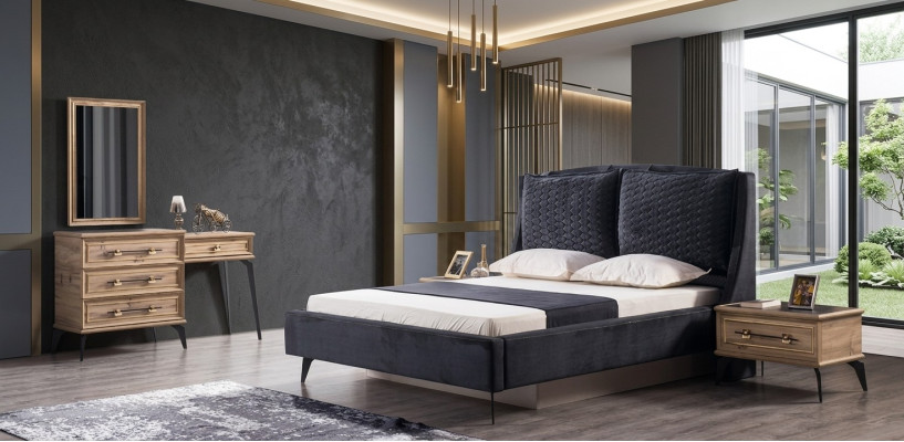 Slaapkamerset 4-delig modern luxebed 2 nachtkastjes commode inbegrepen