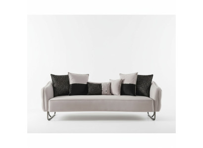 Bank 3-zits beige Bankstijl Luxe Woonkamer modern design Stoffen bekleding nieuw