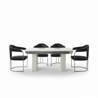 Compleet set eettafel 4x stoelen eetkamerset eetgroep houten tafel tafels 5-delig