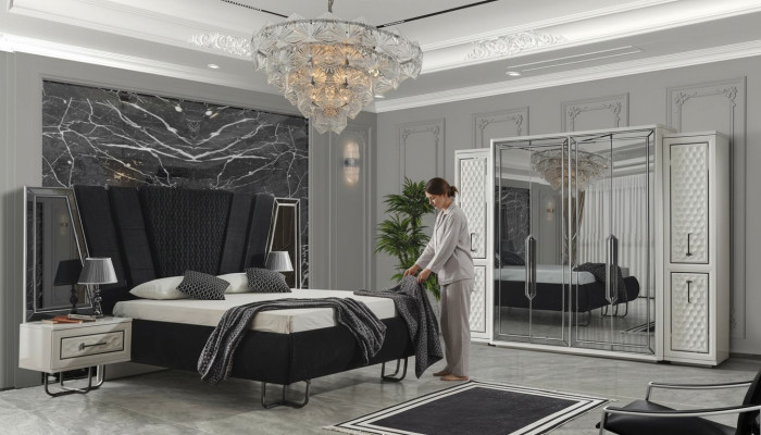 Slaapkamer meubelen Bed Nachtkastjes Kledingkast Kast Bedden 4-delig