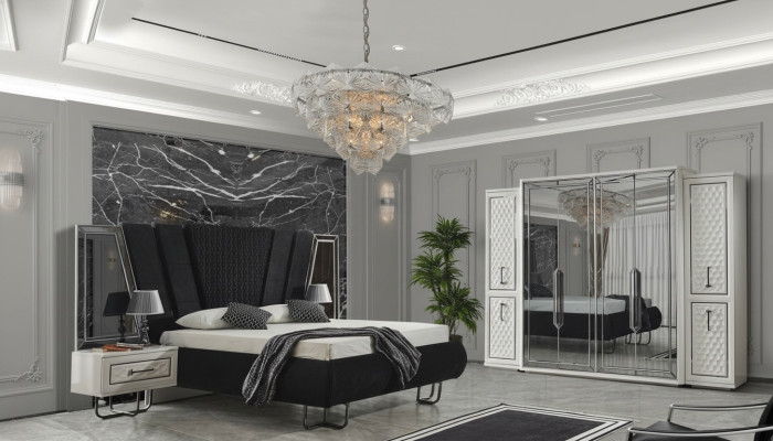 Slaapkamer meubelen Bed Nachtkastjes Kledingkast Kast Bedden 4-delig