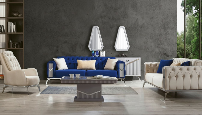 Sofa set bankstel meubels 3+3+1 salontafel 4-delig meubilair