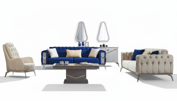Sofa set bankstel meubels 3+3+1 salontafel 4-delig meubilair