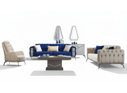 Sofa set bankstel meubels 3+3+1 salontafel 4-delig meubilair