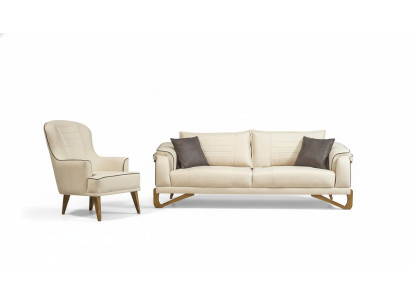 Sofaset Beige met houten frame 3+1 zits bankstellen meubels