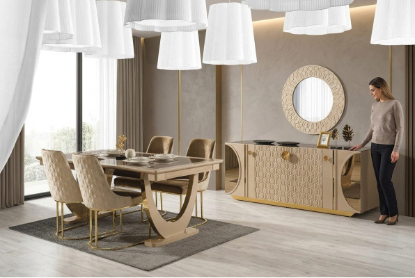 Een prachtige set voor een eetkamer in moderne stijl.