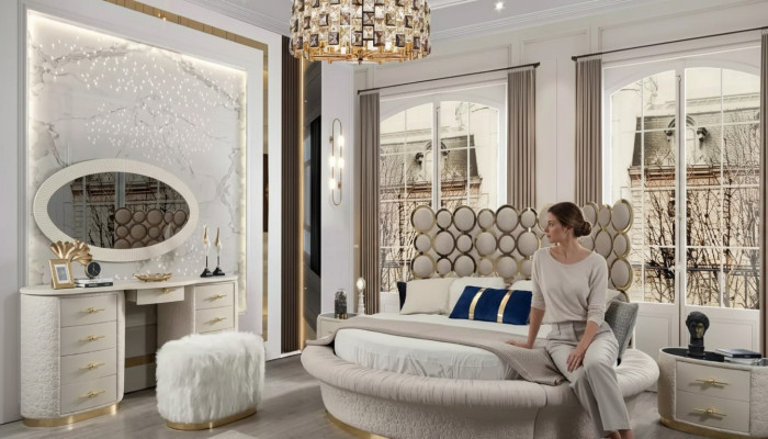 Rond bed Rond design Bedden Leren Dubbel Luxe Hotel Frame Slaapkamer