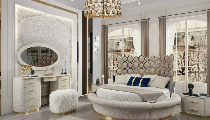 Rond bed Rond design Bedden Leren Dubbel Luxe Hotel Frame Slaapkamer