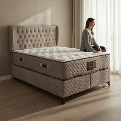 Bed Chesterfield bedden voor slaapkamer textiel 180x200cm inclusief matras
