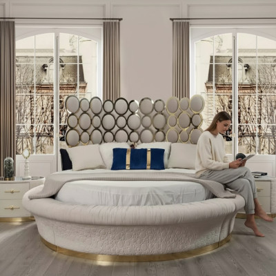 Luxe bed 2x nachtkastje set bedden tweepersoonsbed slaapkamer hotel huwelijk 3-delig.