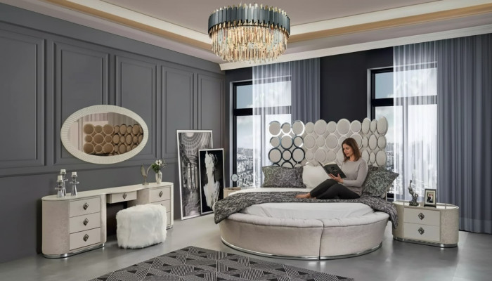Slaapkamer set modern bed + 2 nachtkastjes + kaptafel + spiegel nieuw
