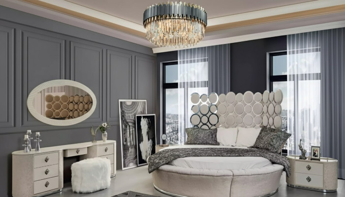 Slaapkamer set modern bed + 2 nachtkastjes + kaptafel + spiegel nieuw