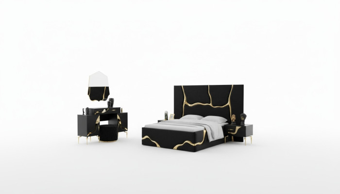 Luxe slaapkamer meubels bed met gouden slangenpatroon bedden 200x200
