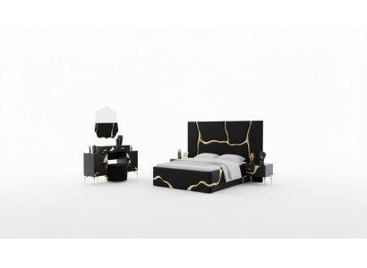 Luxe slaapkamer meubels bed met gouden slangenpatroon bedden 200x200