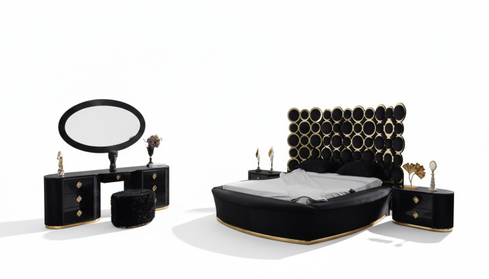 Volledige slaapkamerset Luxe bed 2x nachtkastjes kaptafel spiegel 5-delig.