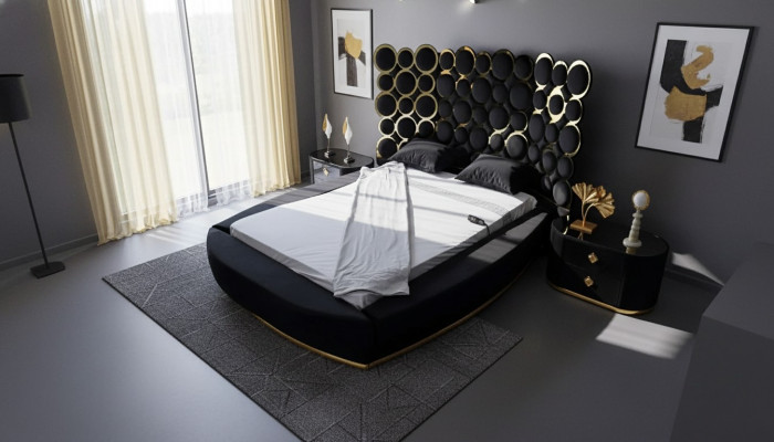 Designer bed Luxus textielbedden Slaapkamer Tweepersoonsbed 200x200cm Bedframe