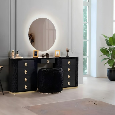 Make-up tafel set met console spiegel slaapkamer meubel design krukje set nieuw