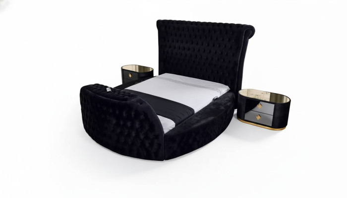 Bed zwart Chesterfield modern hotelbed tweepersoonsbed modern gestoffeerd bed