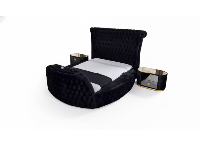 Bed zwart Chesterfield modern hotelbed tweepersoonsbed modern gestoffeerd bed