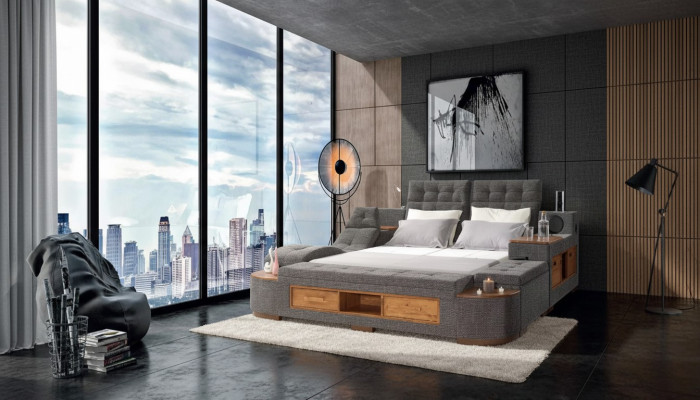 Multifunctionele tweepersoonsbed met moderne structuur 180x200cm in het nieuwe hotel