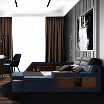 Multifunctioneel bed, tweepersoonsbedden, modern bedframe, bedden 200x200cm, nieuw hotel.