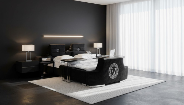 Modern tweepersoonsbed blauw Luxe tweepersoonsbed modern design Bedframe nieuw