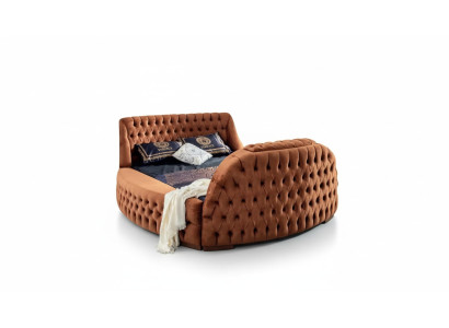 Chesterfield Bed Upholstered Design Luxury Beds Hotel Brown with TV Screen