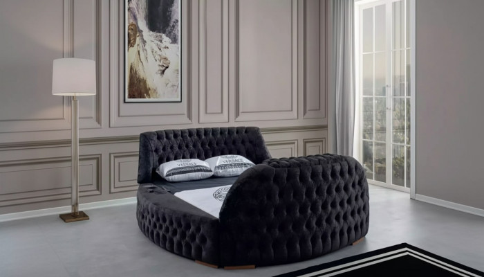 Zwart Chesterfield-bedontwerp gestoffeerde meubels Hotel Luxe Bedden Lift Media