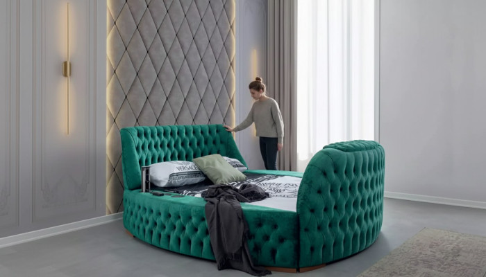Chesterfield bed meubels tweepersoonsbedden Green Round Beds Luxury Hotel met lift