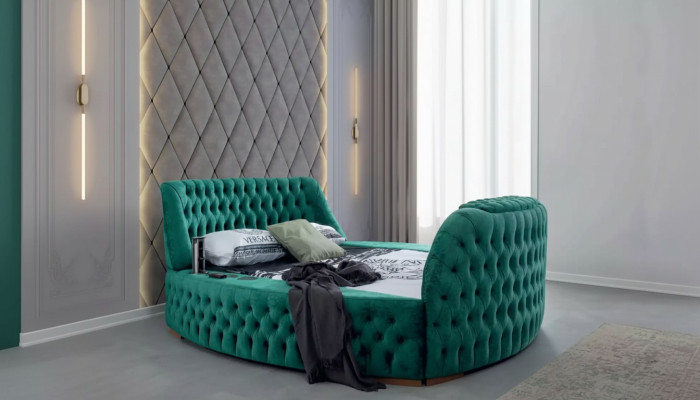 Chesterfield bed meubels tweepersoonsbedden Green Round Beds Luxury Hotel met lift