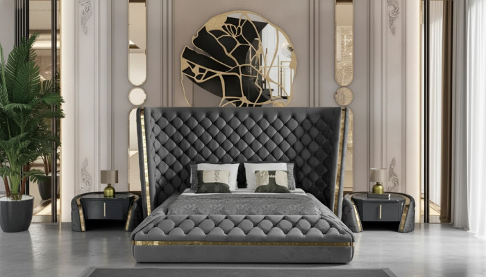 Luxe slaapkamer bed gestoffeerd ontwerp Luxe tweepersoons hotelbedden Chesterfield.