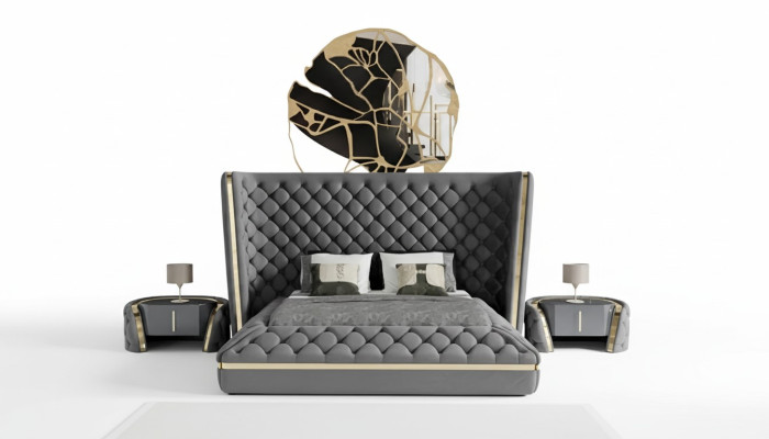 Luxe slaapkamer bed gestoffeerd ontwerp Luxe tweepersoons hotelbedden Chesterfield.