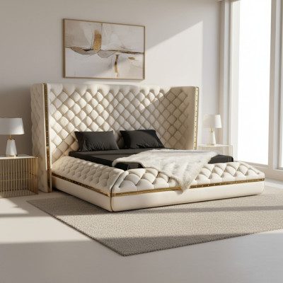 Bed wit Chesterfield modern hotelbed tweepersoonsbed nieuw modern bed