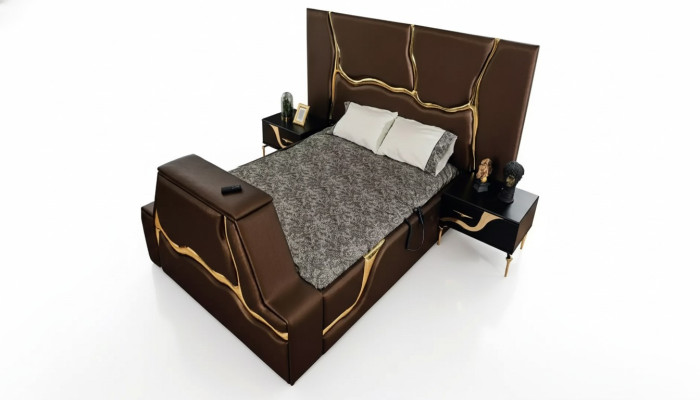Ontwerp bed gestoffeerde bedden tweepersoonsbed huwelijk meubels luxe slaapkamer bedframe