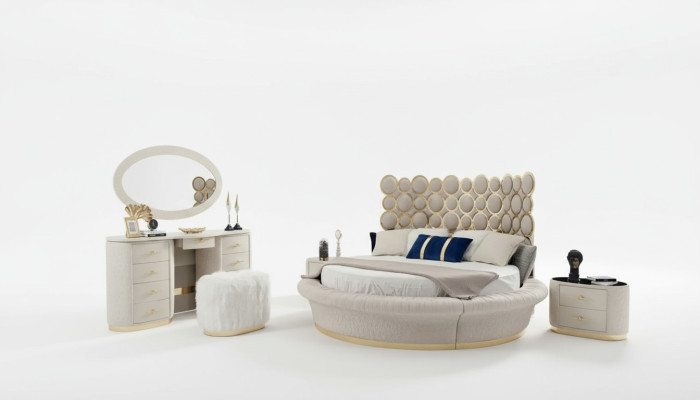Moderne slaapkamer set Bed + 2x Nachtkastjes + Kaptafel + Spiegel 5-delig