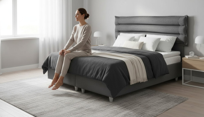 Luxe bed met matras Compleet set Bedlade Oren Grijs fluweel 180x200
