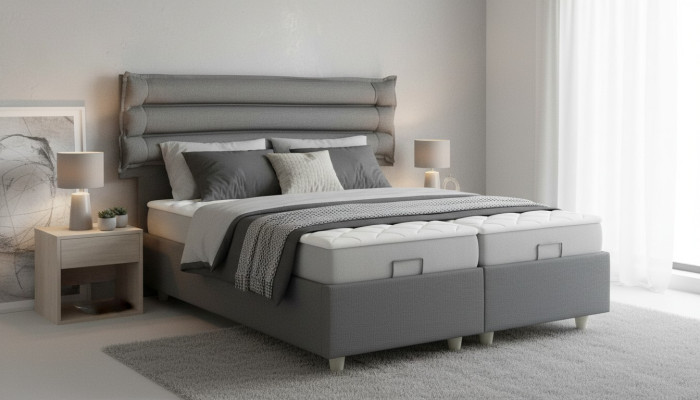 Luxe bed met matras Compleet set Bedlade Oren Grijs fluweel 180x200