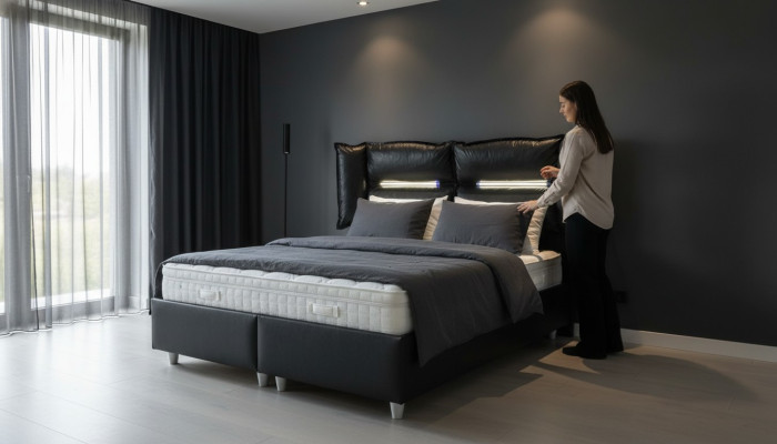 Houten designbed dubbele luxe echtgenoot modern hotel frame slaapkamerbedden.