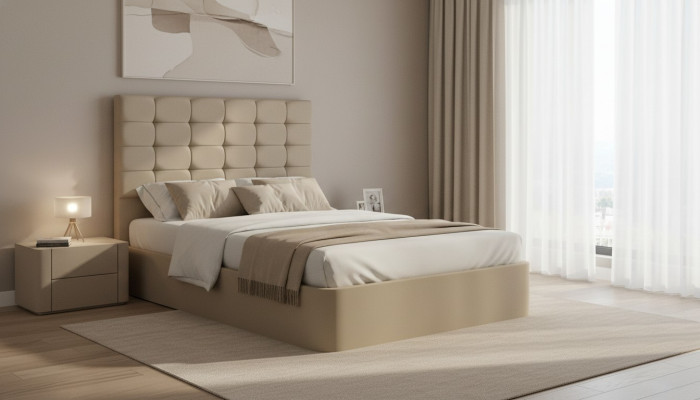 Luxe designerbed met matras van een Europese meubelfabrikant voor slaapkamers.