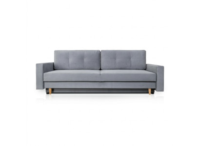 Comfortabele en functionele uittrekbare 3-zitsbank in lichtgrijs, in een moderne stijl.