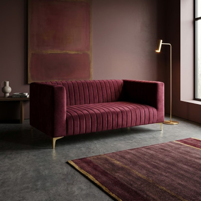 Stijlvolle mega comfortabele 2-zitsbank in paars wordt een lichte blikvanger in uw interieur.