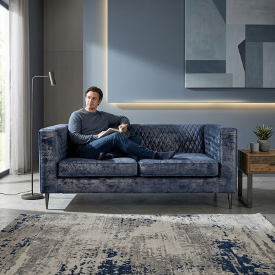 Sofa 2 zits Blauw Elegant Modern Luxe Design Houten Meubels Bekledingsstof Nieuw
