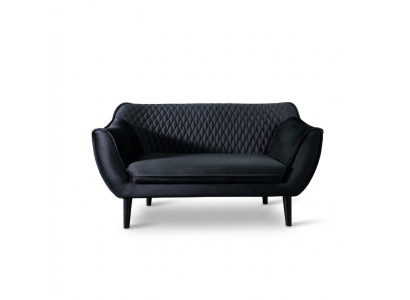 Sofa 2-zits Zwart Modern Woonkamer Luxe Ontwerp Houten Meubelen Bekleding Stof